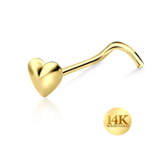14K Gold Heart Nose Stud G14NSKB-821n